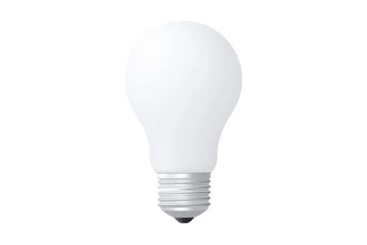 white light bulb with silver base, symbolizing energy and illumination. Perfect for home or office lighting png