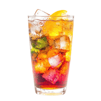 a glass of iced tea with orange slices and ice png