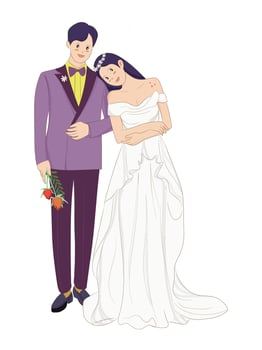 Cartoon Wedding Magic Groom and Bride vector