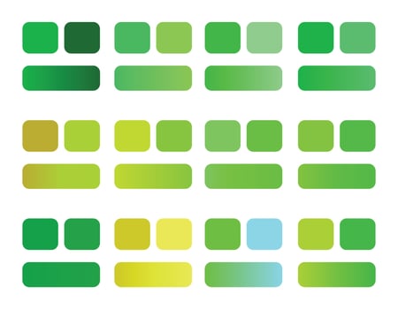 A set of green squares with different colors vector