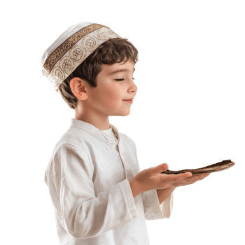 A Little boy celebration Passover jewish holiday, standing side view isolate on transparent background png
