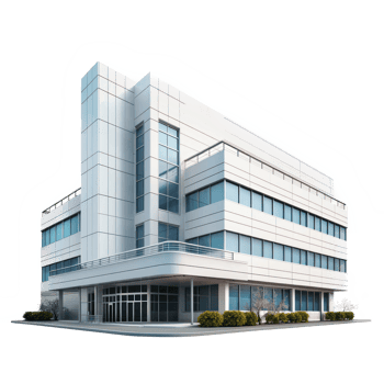 modern office building with white windows and glass facade png