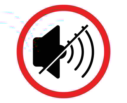 No sound sign indicating silence zone or no sound area sign and mute. mute sign. volume off vector