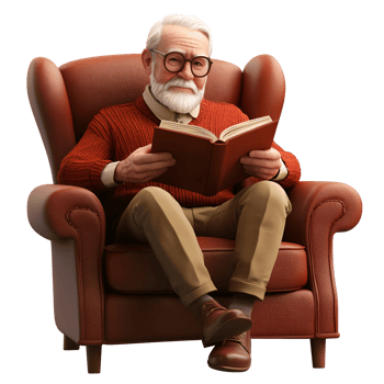 Elderly Man Reading Book On Park Bench Transparent Background png