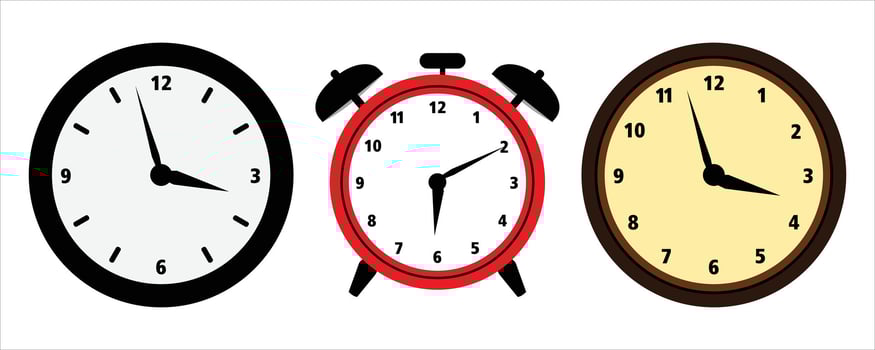 ALARM CLOCK AND WALL CLOCK COMBO SET Illustration vector