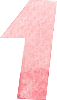 Numeric one or number one that is drawn and painted by hand in light red watercolor of fine art style png