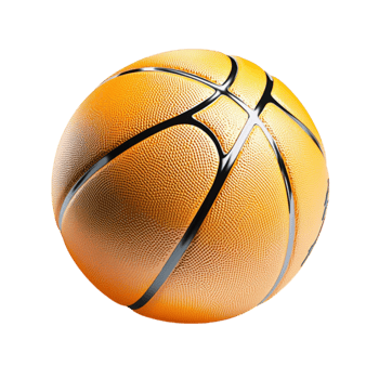 Basketball bounces with a shiny orange and black pattern png
