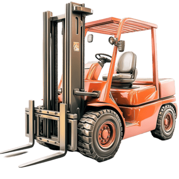 Forklift lifts goods efficiently in orange and black png