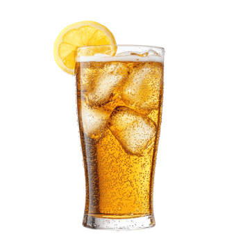 a glass of cola with ice and lemon on a transparent background png