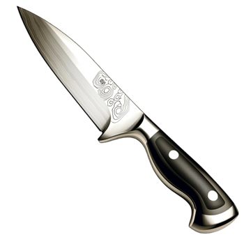 Sharp stainless steel kitchen knife with a black handle looks sleek and professional png