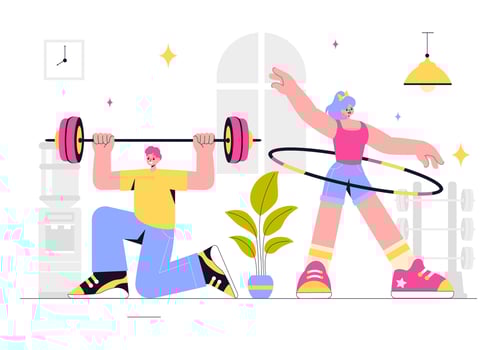 Workout and Training Illustration Featuring Physical Activity, Health, and Wellbeing in a Flat Style Background vector