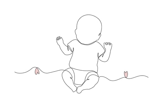 Sleeping baby continuous line art drawing isolated on white background. vector