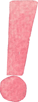 Numeric Exclamation or Exclamation symbol that is drawn and painted by hand in light red watercolor of fine art style png