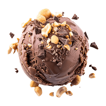 Delicious Chocolate Ice Cream Scoop with Peanuts and Chocolate Chunks png