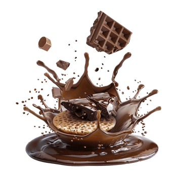 Delicious Chocolate Explosion with Crispy Wafer Cookie and Melted Chocolate Pieces png