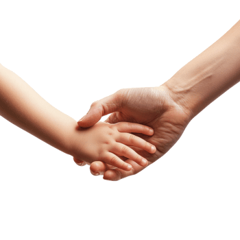 Mother and child holding hands isolate on transparent background png