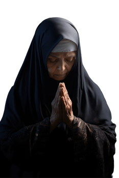 An elderly woman in a black hijab is praying png