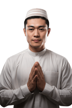 Asian man in white clothes praying png