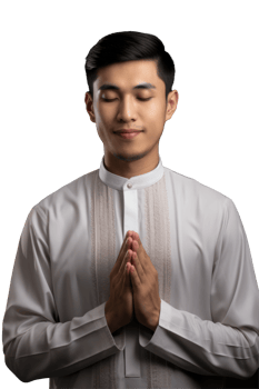 Asian man praying isolated on black background png