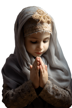 A little girl in a hijab praying png