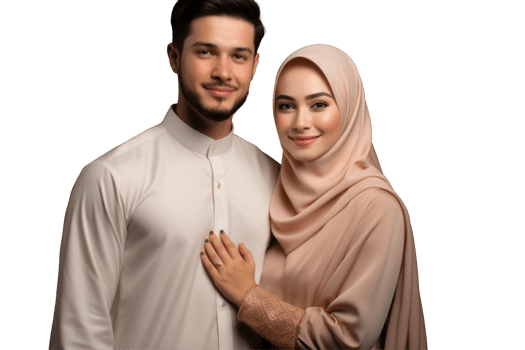 Muslim couple in traditional clothing png