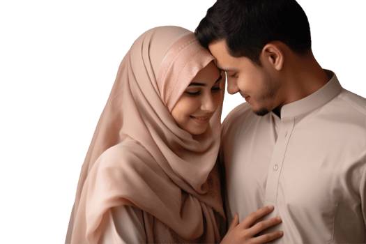 A muslim couple in a traditional outfit png