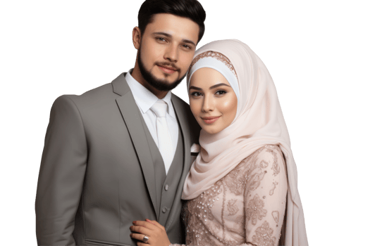 A young man and woman in a wedding dress png