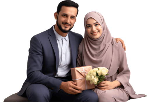 A man and woman in a traditional muslim wedding dress png