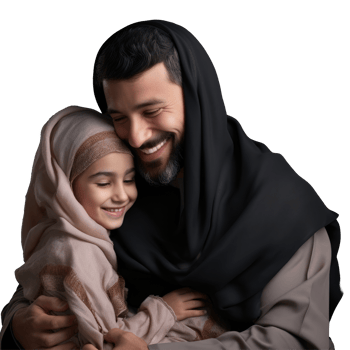 A man and a little girl in black clothing png