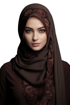 Beautiful woman in brown hijab with brown eyes png