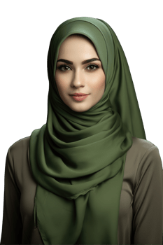 A beautiful woman in a green hijab png