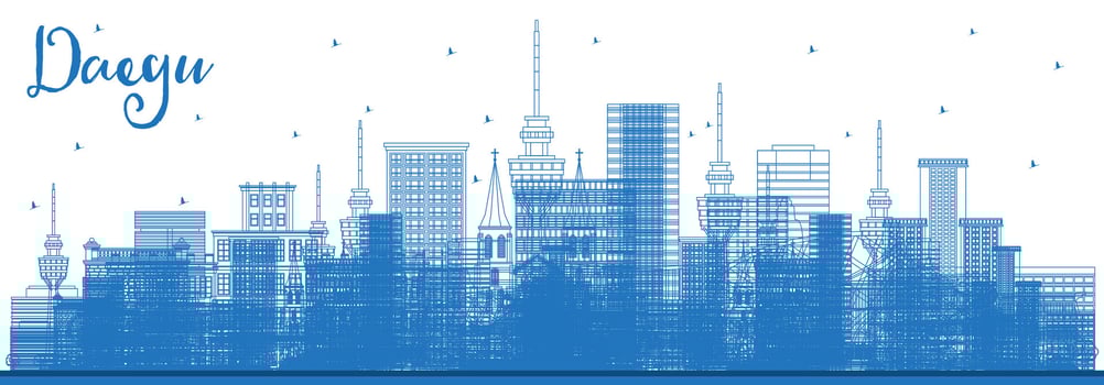 Outline Daegu South Korea City Skyline with Blue Buildings. Business Travel and Tourism Concept with Historic and Modern Architecture. Daegu Cityscape with Landmarks. vector