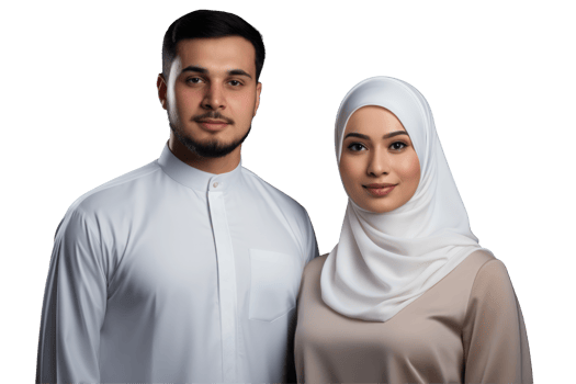 Muslim couple isolated on black background png