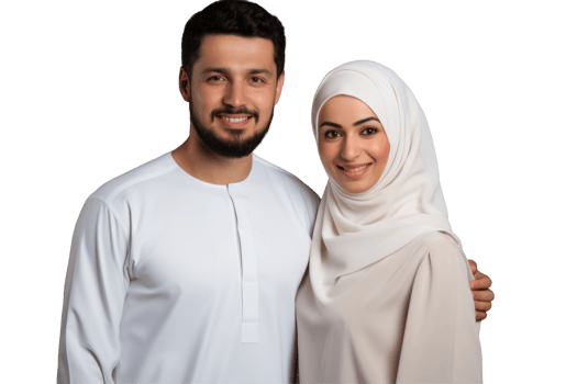 A young muslim couple posing for a photo png