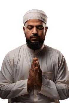 Muslim man praying isolated on black background png