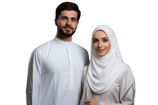 A young man and woman in white clothing png