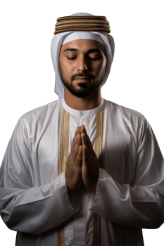 Arabic man praying isolated on black background png