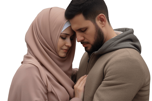 A young muslim couple embracing each other png