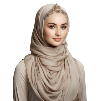 Beautiful young woman in a beige hijab png