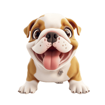 Adorable bulldog puppy grins with a playful expression and a shiny golden tag png