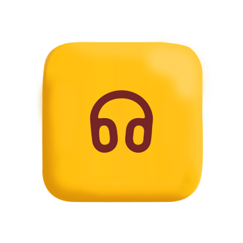 A yellow square with headphones on it flat png