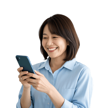 Happy Woman Using A Smartphone Isolated On Transparent Background png