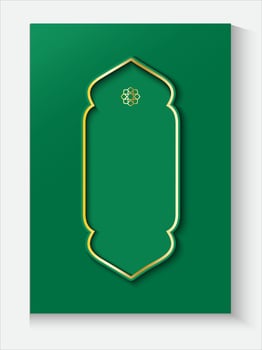 ramadan kareem green and gold islamic cover with a gold frame vector