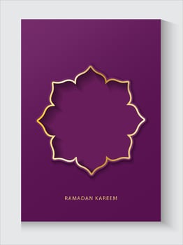 ramadan kareem greeting card poster with gold foil design vector