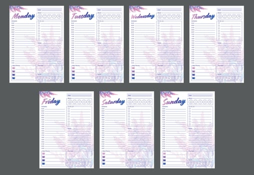 Cute lavender daily planner template vector