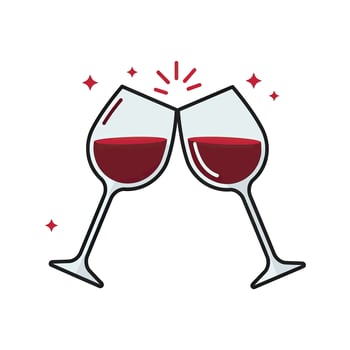 Two wine glasses with red wine on them vector