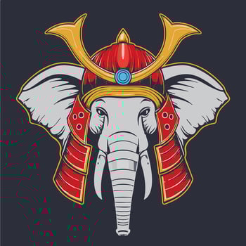 Elephant with samurai mask vector