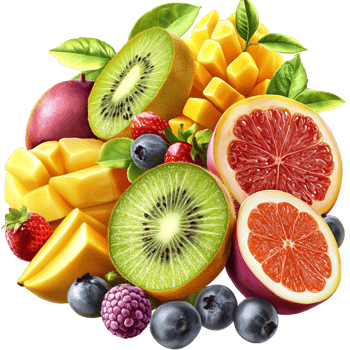 Colorful Mixed Fruit Slices Kiwi Orange Lemon Strawberry Blackberry on Transparent Background png