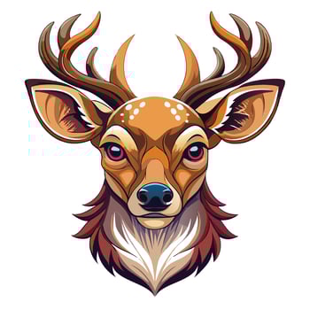 deer head with horns antlers white background vector