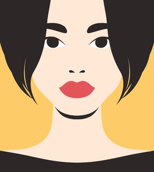 Woman with bob haircut abstract minimalist portrait in retro style vector